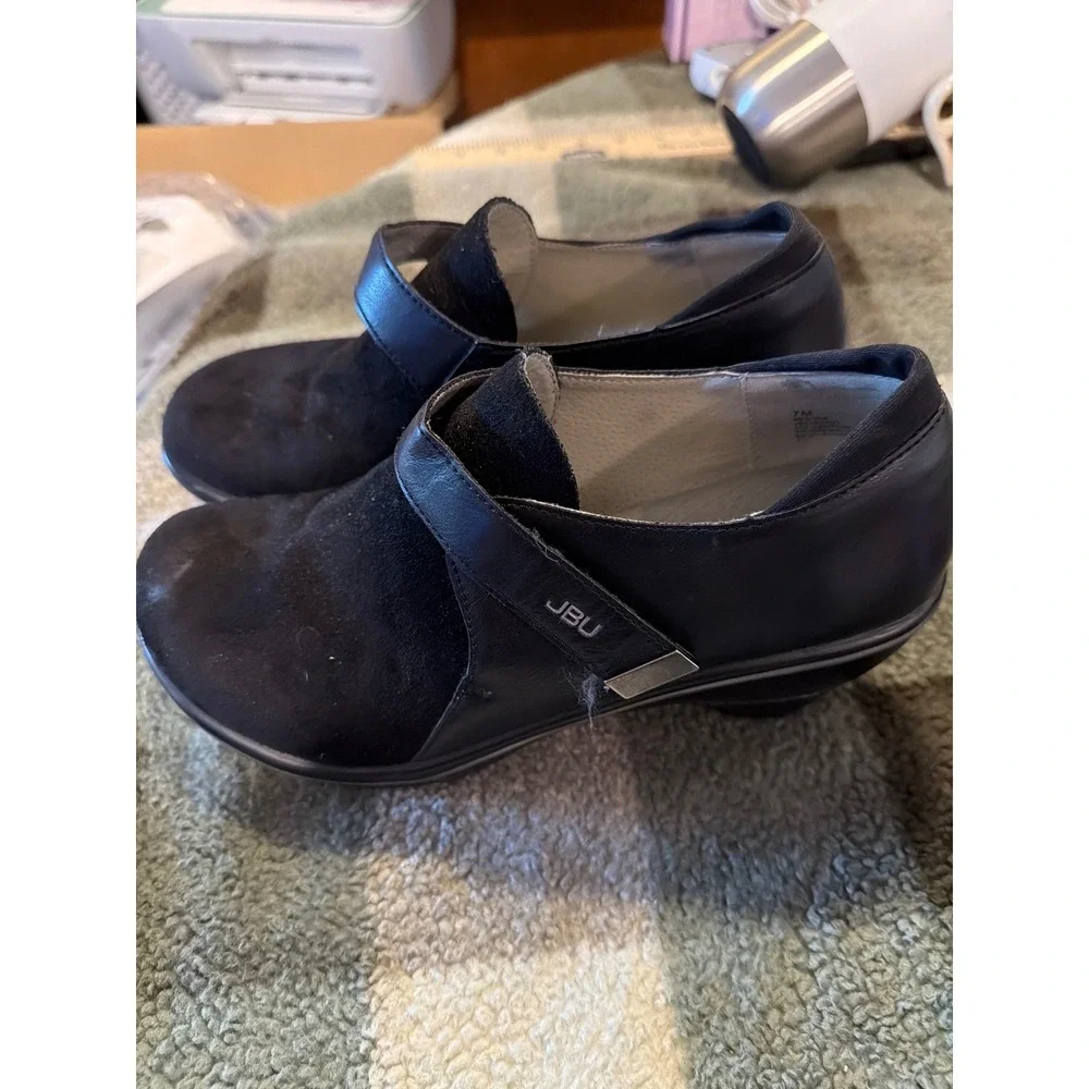 JBU‎ by Jambu Sedona Black Wedge Pumps Mixed Media Slip On Shoes Womens 7M